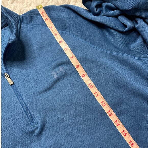 Under Armour Blue Quarter Zip Loose Coldgear Pullover Sweater Basic Gorpcore - Picture 6 of 9